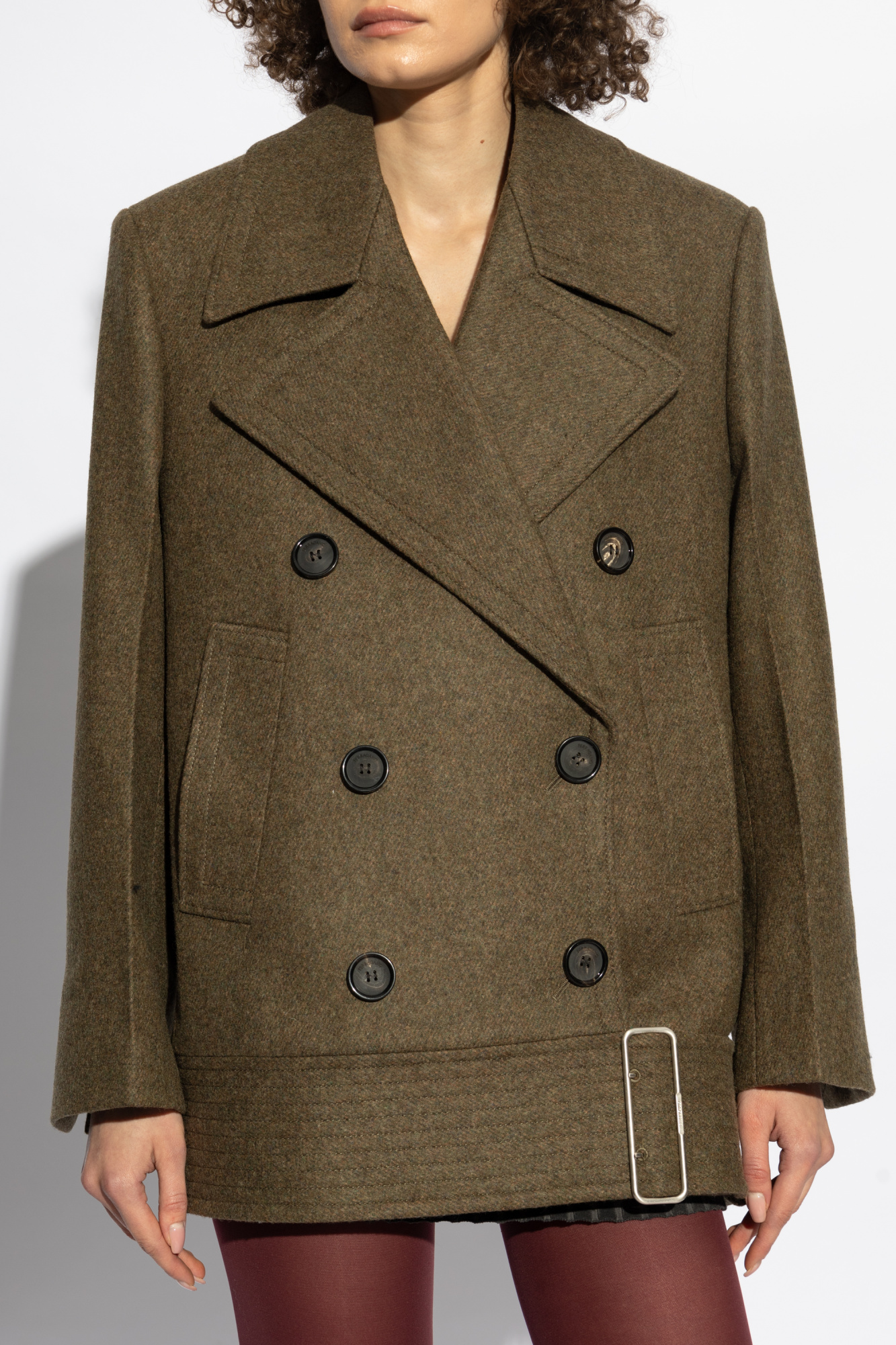 コート Salvatore Ferragamo Olive Green Wool Blend Coat FERRAGAMO Olive green wool blend coat | gebnegozionline